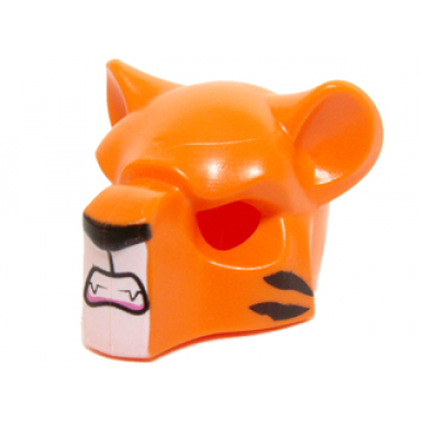orange minifigure headgear mask feline with black nose small tiger stripes and fangs pattern