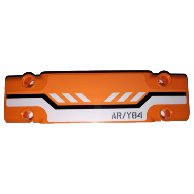 orange technic panel plate 3 x 11 x 1 with black and white stripes and ar y84 on orange background pattern sticker - set 42038