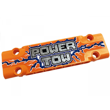orange technic panel plate 3 x 11 x 1 with silver power tow blue and dark azure lightning pattern model left side sticker - set 42128