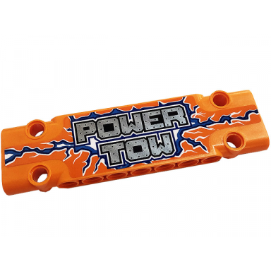 orange technic panel plate 3 x 11 x 1 with silver power tow blue and dark azure lightning pattern model right side sticker - set 42128