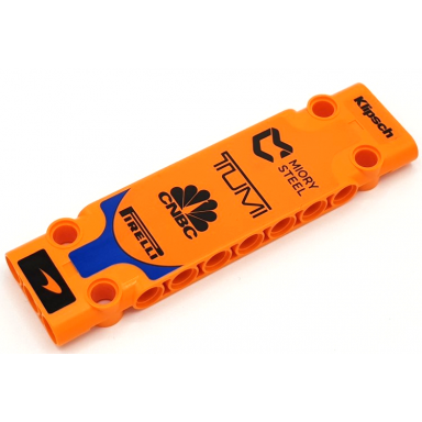 orange technic panel plate 3 x 11 x 1 with klipsch miori steel tumi cnbc pirelli and mclaren logos pattern sticker - set 42141 first version