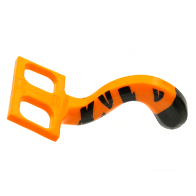 orange minifigure costume tail cat with black tip and thick tiger stripes pattern