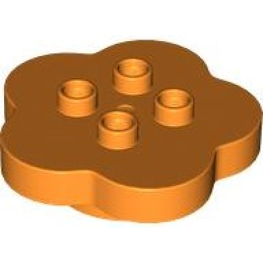 orange duplo brick round 4 x 4 flat top scalloped with 2 x 2 studs