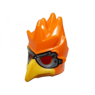orange minifigure headgear mask bird phoenix with yellow beak and dark bluish gray goggles pattern