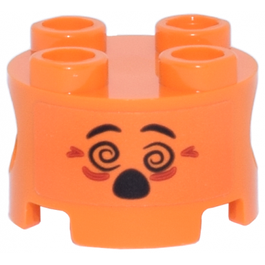 brick round 2 x 2 with pin holes with black eyebrows spiral eyes and open mouth red wrinkles pattern sticker - set 71490
