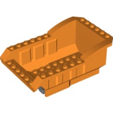 orange vehicle tipper bed 12 x 8 x 5 with fixed dark bluish gray hinge plate 18926 44570