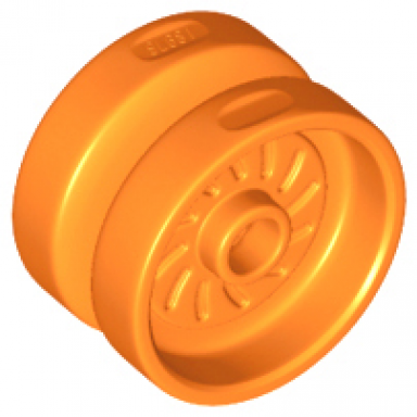 orange wheel 18mm d x 12mm with axle hole and stud solid brake rotor lines