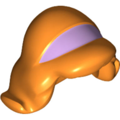 orange minifigure hair female mid-length flipped ends with lavender hairband pattern