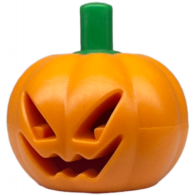 orange minifigure headgear head cover pumpkin jack o lantern with molded green stem pattern