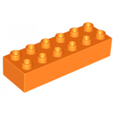 orange duplo brick 2 x 6