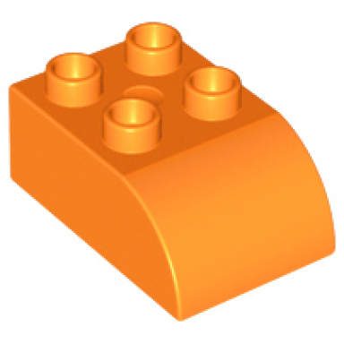 orange duplo brick 2 x 3 slope curved