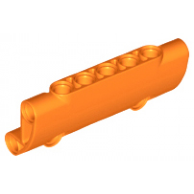 orange technic panel curved 7 x 3 with 2 pin holes through panel surface