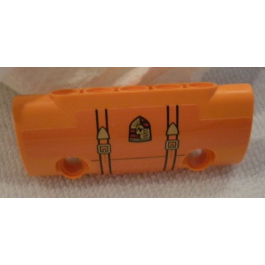 orange technic panel curved 7 x 3 with 2 pin holes through panel surface with porsche logo straps and buckles pattern sticker - set 42056