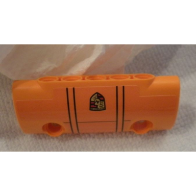 orange technic panel curved 7 x 3 with 2 pin holes through panel surface with porsche logo and black lines pattern sticker - set 42056