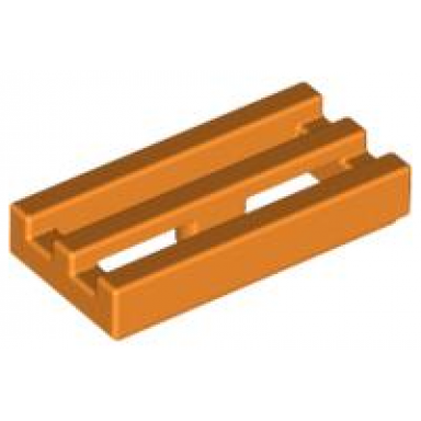 orange tile modified 1 x 2 grille with bottom groove