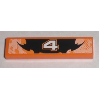 orange tile 1 x 4 with number 4 orange and black decorative pattern sticker - set 8211