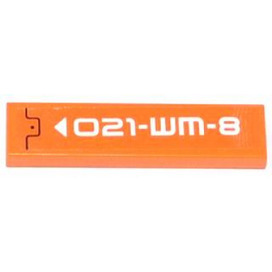 orange tile 1 x 4 with black line rivet white arrow and 021-wm-8 pattern sticker - set 70705