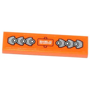 orange tile 1 x 4 with silver plates circles and shield generator pattern sticker - set 70705