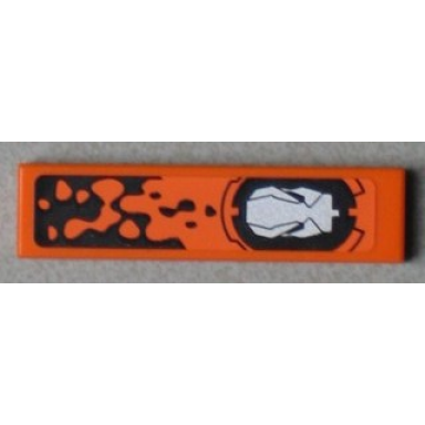 orange tile 1 x 4 with black and silver alien skull pattern sticker - set 8112