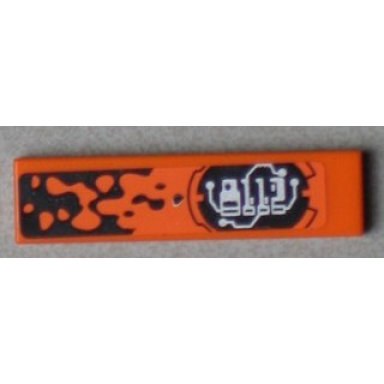 orange tile 1 x 4 with black and silver 8112 circuitry pattern sticker - set 8112