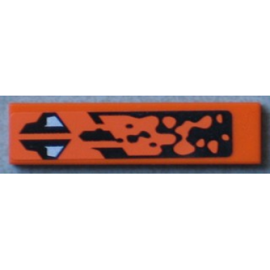 orange tile 1 x 4 with black and silver pattern model left side sticker - set 8112