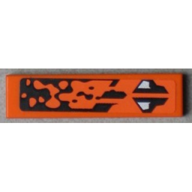 orange tile 1 x 4 with black and silver pattern model right side sticker - set 8112