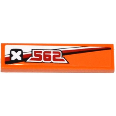 orange tile 1 x 4 with x and 562 pattern model right side sticker - set 60058