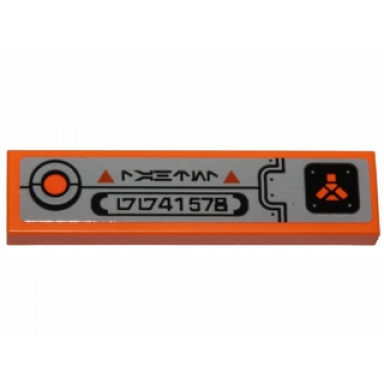 orange tile 1 x 4 with orange circle triangles and sw alien language and 41578 control panel pattern sticker - set 75141