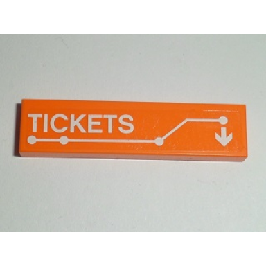 orange tile 1 x 4 with white tickets arrow and transit route on transparent background pattern sticker - set 60097