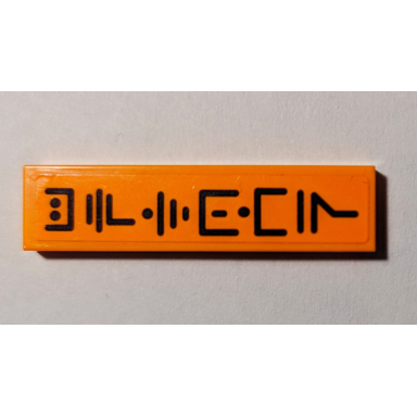 orange tile 1 x 4 with black ninjago logogram uptown on orange background pattern sticker - set 70607
