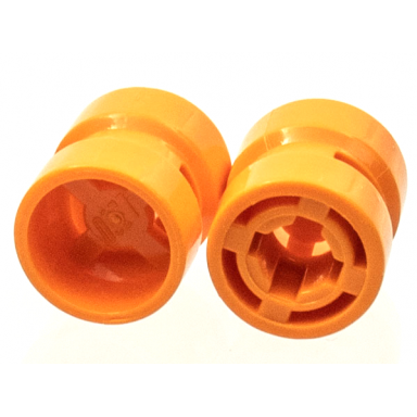 orange wheel 8mm d x 9mm for slicks hole notched for wheels holder pin