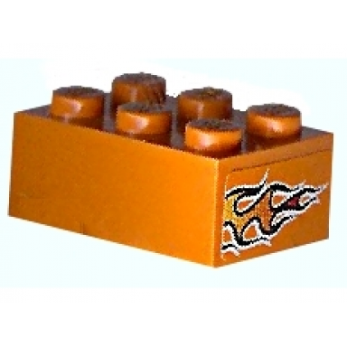 orange brick 2 x 3 with orange flame pattern on both ends stickers - set 8641