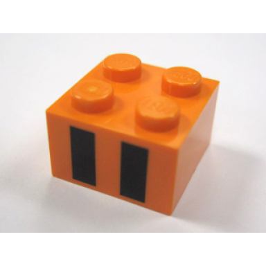 orange brick 2 x 2 with two black rectangles pattern