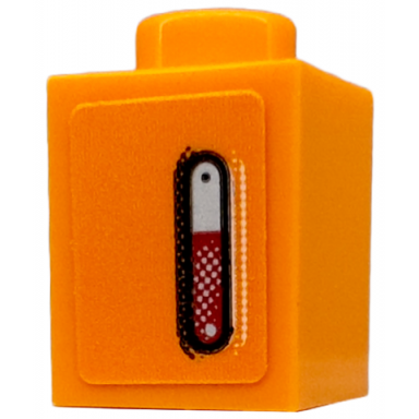orange brick 1 x 1 with red and silver blinker light with black outline pattern model left side sticker - set 76918