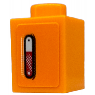orange brick 1 x 1 with red and silver blinker light with black outline pattern model right side sticker - set 76918