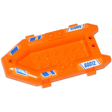 orange boat rubber raft small with blue stripes and 60012 pattern on both sides stickers - set 60012