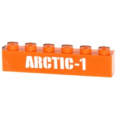 orange brick 1 x 6 with white arctic-1 pattern sticker - set 60036