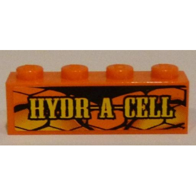 orange brick 1 x 4 with hydr-a-cell on snakeskin background pattern sticker - set 8158