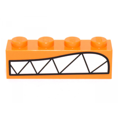 orange brick 1 x 4 with bared teeth pattern queen watevra wanabi mouth