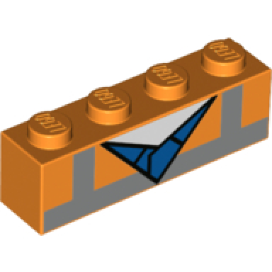 orange brick 1 x 4 with reflective crossed stripes over blue shirt pattern brickheadz emmet shirt top