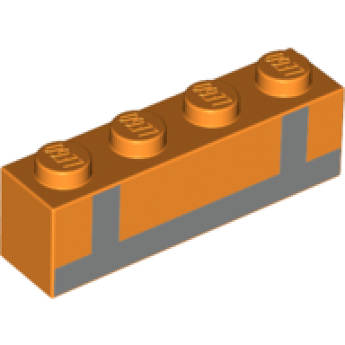 orange brick 1 x 4 with reflective crossed stripes pattern brickheadz emmet back