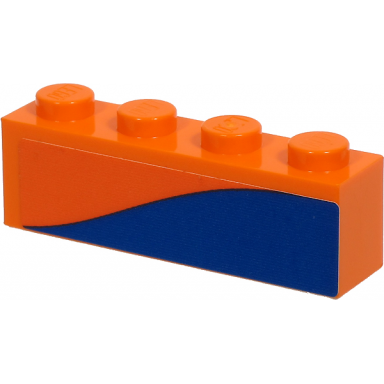 orange brick 1 x 4 with blue stripe on orange background pattern model left side sticker - set 60262