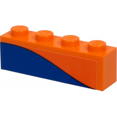 orange brick 1 x 4 with blue stripe on orange background pattern model right side sticker - set 60262