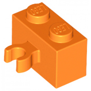 orange brick modified 1 x 2 with open o clip thick vertical grip