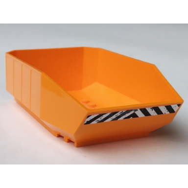 orange vehicle tipper bed 12 x 8 x 3 1 3 with black and white danger stripes pattern sticker - set 8961