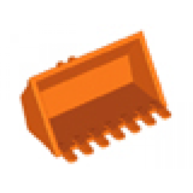 orange vehicle digger bucket 7 teeth 3 x 6 with locking 2 finger hinge