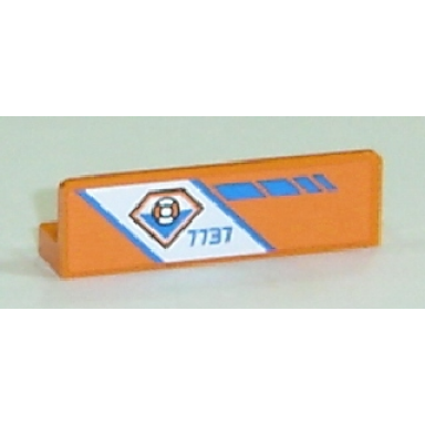 orange panel 1 x 4 x 1 with coast guard logo and blue 7737 on diagonal white stripe pattern model left side sticker - set 7737