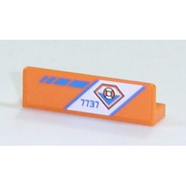 orange panel 1 x 4 x 1 with coast guard logo and blue 7737 on diagonal white stripe pattern model right side sticker - set 7737