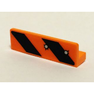 orange panel 1 x 4 x 1 with black and orange danger stripes 2 bullet holes pattern sticker - set 6864