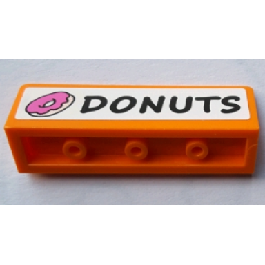 orange panel 1 x 4 x 1 with dark pink donut doughnut and black donuts on white background pattern sticker - set 71016